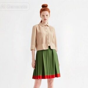 Vintage Anna And Frank delicate 100% Silk Beige Button-Up Blouse.